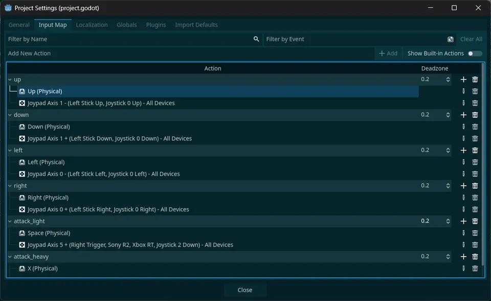Peripheral control mapping screenshot